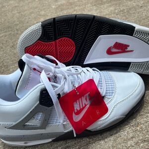 Jordan Retro 4 Men's White and Black Sneakers